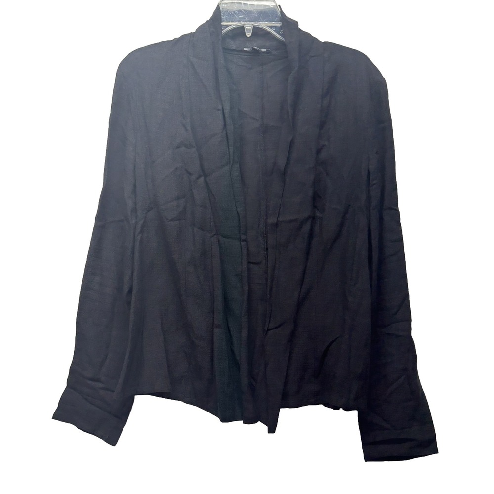 Eileen Fisher Womens Size S Black Long Sleeve Linen Blend Cardigan Top (K6)